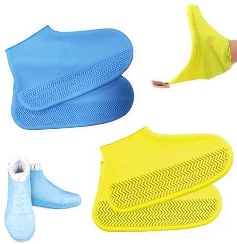 RXKFIGX Funda Zapatos Lluvia, 2 Pares Impermeable Zapatos Lluvia, Cubierta Impermeable para Zapatos, Cubrezapatos Antideslizante, Funda Silicona Zapatos Lluvia para Lluvia Nieve Barro Salpicado