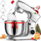 Batidora Amasadora Reposteria 1500 W, Facelle 5,5L & 4,5L Amasadora de Pan Multifunción, 10+P Robot de Cocina Amasador con Batidor, Batidor Plano, Gancho Para Masa y Protector Contra Salpicaduras
