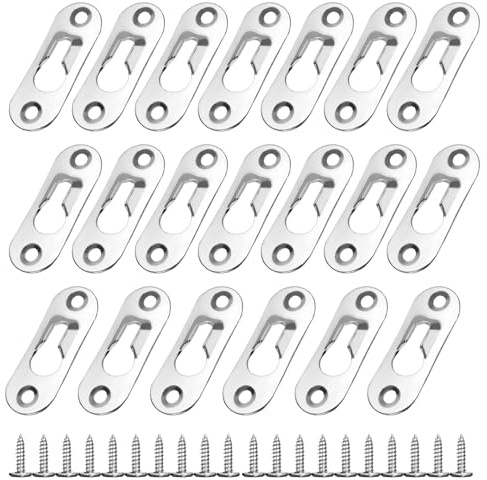 20 Stück Bilderrahmen Aufhänger, Metall Bildaufhänger, Schlüssellochverschlüsse Befestigung, Silber Schlüsselloch Aufhänger Mit 40 Schrauben für Spiegel (44x16mm)