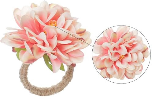 Nvzi Künstliche Blumen-Serviettenringe, 6 Stück, Seide, Gänseblümchen, handgefertigt, Chrysanthemen, künstlicher Kranzhalter für Zuhause, Küche, Hochzeit, Tischdekoration, 4,5 cm Durchmesser (Rosa)