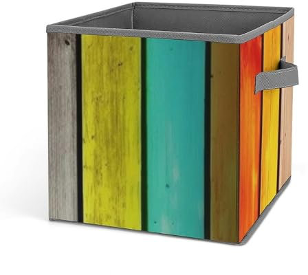 DWVSFJM Bunte Holzbretter, Aufbewahrungskörbe, zusammenklappbar, mit Griffen, Aufbewahrungswürfel, großer Schrank-Organizer, Kleidungs-Aufbewahrungsbox