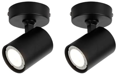 Zedelmaier Deckenlampe 2 Stück Deckenleuchte Deckenstrahler 1 Flammig LED GU10 Rund Deckenspot für Wohnzimmer Schlafzimmer Arbeitszimmer Flur kinderzimmer lampe decke Küche ohne Leuchtmittel Schwarz