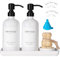 Ensemble De Distributeurs De Savon en Verre Modernes : 17oz pour Salle De Bain, avec Pompe en Acier Inoxydable, Flacons Épais en Verre pour Savon,pour Le Plan Travail De La Salle Bain (Blanc)