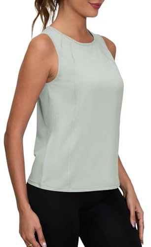 IECCP Damen Yoga Tank Tops Sommer Lose Ärmelloses Fitness Sport Shirt locker Rundhals Gym Tennis Workout Laufshirt, Hellgrün, M