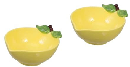 ABOOFAN 2 Pièces Vaisselle au Citron Bol ceramique Bol en céramique Bol de Cuisine Citron Bol en Forme de Citron Vaisselle Citron Bol de Service de Fruits Bol de Service en céramique