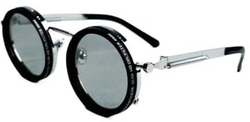 Uptiar Lentes de sol de tinte ajustables redondos polarizados con filtro ND integrado, control manual de tinte de 1 a 9 engranajes para hombres, Patas gruesas plateadas, patas negras