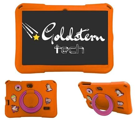 Goldstern tech Kinder-Tablet 7 Zoll – 16GB, WLAN, Quad-Core, Stoßfeste Hülle, Kindersicherung, Lern-Apps, Augenfreundliches Display, Lange Akkulaufzeit – Perfekt für Kinder (Orange)
