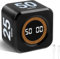 Cuteefun Cubo Temporizador Visual, Pomodoro Timer Rotativo, 5/10/30/60 Minutos y Cuenta Atrás Personalizada, Modo Silencio y Timbre, Alerta Sonora Ajustable para Cocina, Estudio, Reunión, Negro