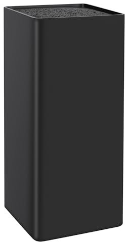 Vonsera Bloc Couteaux Cuisine, Porte Couteau Vide avec Lattes Flexibles, Universel Range Couteaux de Cuisine pour 8 Couteaux de Toutes Sortes, Noir, 9.5 x 9.5 x 22cm