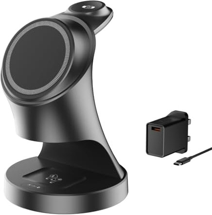 Wireless Charger,3 in 1 Wireless Station,Magnetic Wireless Charger for Apple Devices,15W Fast Wireless Charging Station for iPhone 16/15/14/13/12, Phone, Earphone and Watch Charger Stand for Apple