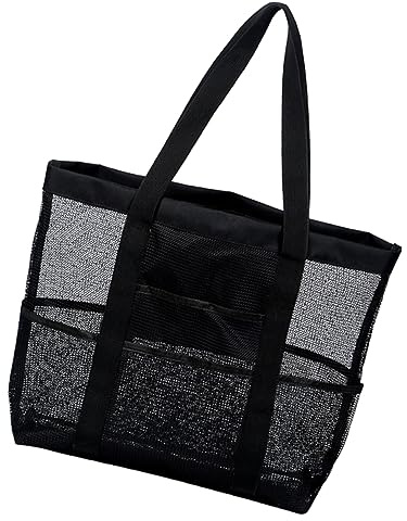 TOYANDONA Paquet de Voyage en Filet 8 Compartiments, Organisateur pour Produits de Toilette, Sac Plage Portable en Polyester Noir pour Voyage