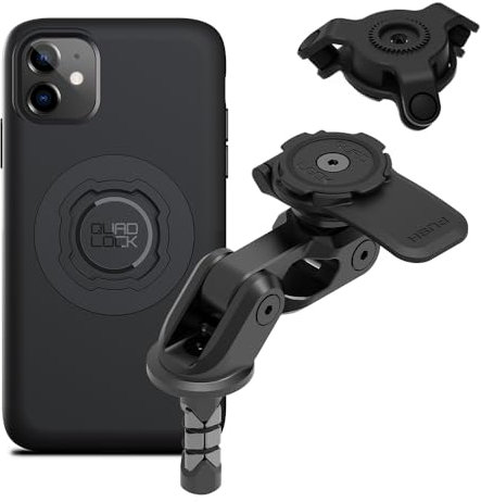 Quad Lock Motorcycle Fork Stem Mount PRO Kit with Vibration Dampener and MAG Phone Case for iPhone 11