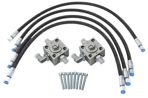 Bonbela Lot de 2 Vannes de Dérivation 3 Voies pour Mini-Pelle, Blocs de Connexion Auxiliaires Hydrauliques pour Pelle Chinoise de 1 à 2 Tonnes avec Tuyaux Flexibles de 78 Cm