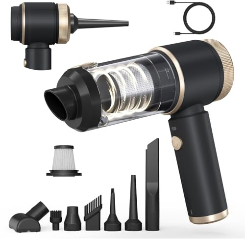 XUANHONG-TECH Handheld Vacuum Cleaner 16000Pa, 4 in 1, Portable, Cordless | HEPA+Metal Filter, Car Hoover Cordless Powerful for Office/Home/CarPet Hair Cleaning, 5000mAh