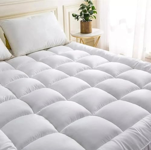 I&S Home Mattress Topper Single Bed - 10cm Extra Deep Thick Hotel Quality Microfibre Mattress Topper - Soft Breathable with Elasticated Straps - (90 x190cm) (Single)