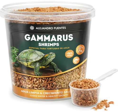 AF® Gammarus Getrocknet Wasserschildkröten, 3L Getrocknete Garnelen +56% Protein, Bachflohkrebse Getrocknet Snack Reduziert Geruch, Shrimps Mix Frisch mit Zip