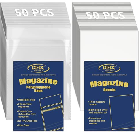 100 PCS Resealable Magazine Bags and Boards