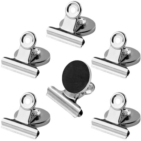 6 Pcs Silver Magnetic Clips,Whiteboard Magnets Clip,Scratch-Resistant Refrigerator Magnet Clip,for Refrigerators Whiteboards Offices Classrooms