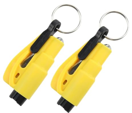 2 PCS Porte-Clés Key Ring 3 En 1 De Window Breaker Belt Cutter, Outil de Secours, Brise Vitre Coupe Ceinture avec Sifflet d’Urgence, Accessoire Sécurité Auto Compact pour Évasion Rapide