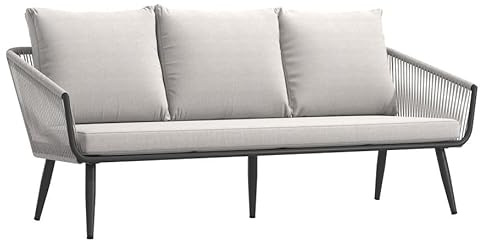 OUTLIV. Alex Loungesofa Loungesofa, 180x73x87cm, mit Kissen, Hellgrau | Polyrattan, Aluminium und Rope; mit Kissen; 3-Sitzer; 180x73x87cm; Hellgrau; komfortabel, pflegeleicht