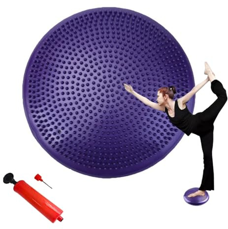 Coussin D'équilibre,Coussins de Stabilité,Coussinets D'Équilibre pour Physiothérapie avec Gonfleur Manuel,Idéal pour Entraînement de Base,Dos,Abdomen,Jambes,Fitness,Pilates,Rééducation