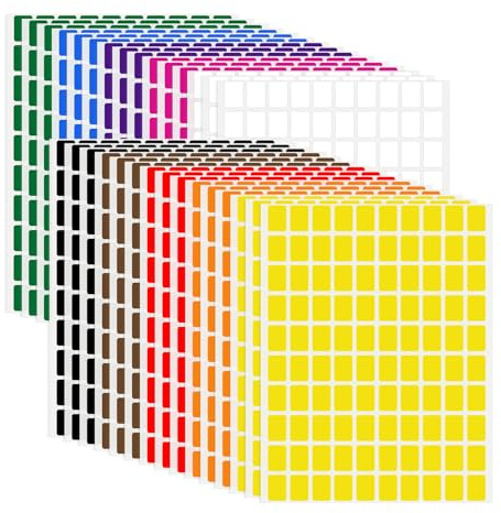 JEFURE Kleine Etiketten, 3000 Stück, 13 x 9 mm, 10 Farben | Rechteckige Aufkleber, Klebeetiketten zum Beschriften, Abnehmbare Preisschilder, für Büro, Schule, Zuhause, Organisation
