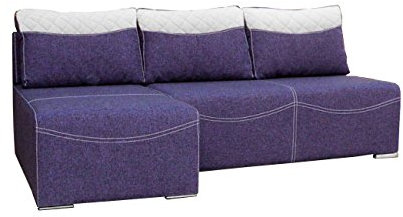 mb-moebel Ecksofa Sofa Eckcouch Couch mit Schlaffunktion und Bettkasten Ottomane L-Form Schlafsofa Polstergarnitur MAKRO Lila (Ecksofa Links)