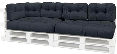 Spatium Palettenkissen Set abnehmbar Bezug wasserdicht gesteppt Palettenauflage Palettenpolster Palettensofa Palettenmöbel Anthrazit 7er Set