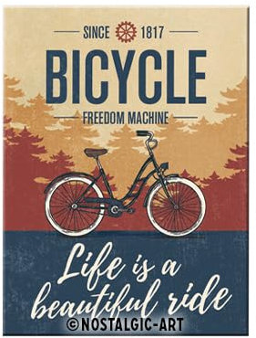 Nostalgic-Art Retro Kühlschrank-Magnet, 6 x 8 cm, Bicycle – Beautiful Ride – Geschenk-Idee für Fahrradfahrer, aus Metall, Vintage Design