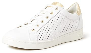 Geox D Jaysen B, Sneakers para Mujer, Multicolor (White/Gold), 42 EU