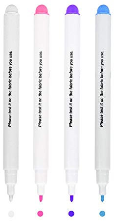 Garosa Bolígrafo de marcado de tela borrable con agua de 4 piezas color, lápiz de seguimiento de marcado temporal de tinta que desaparece para coser telas y telas