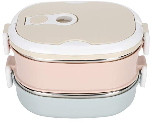 Fiambrera Bento, Fiambrera termo apilable Envase de comida aislado de acero inoxidable para adultos(2 layer)