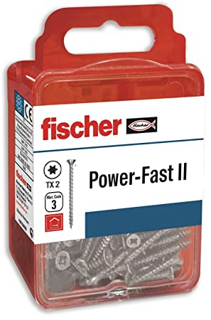 fischer 560648 Scatola di Viti per Legno, Filettatura Totale 3,0 x 25, Grigio