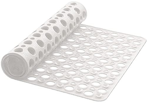 Duschmatte TPE Badewannenmatte Quadrat Badewanneneinlage mit Saugnapf rutschfest Badezimmermatte Anti Rutsch Dusche Matte Antibakteriell Duscheinlage BPA frei und Latexfrei Badematte(70x70cm,Weiß)