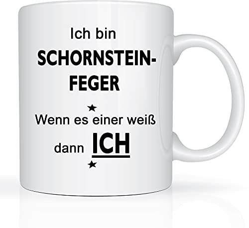 Print-Klex Berufstasse mit Schornsteinfeger Motiv Bedruckt Schornsteinfeger Tasse für Beruf Geschenk Kaffeebecher Geschenktasse Teetasse Arbeitstasse Arbeitsbecher mit Druck 330ml Beruf Tasse