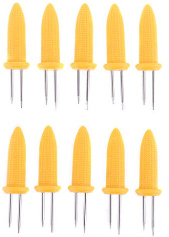 Ocobudbxw Accessoires pour Barbecue, Ensemble de Supports de maïs en épi pour Barbecue pour brochettes BBQ à Deux Broches Porte-maïs Doux Fourchette Outil de Cuisine -10 pièces