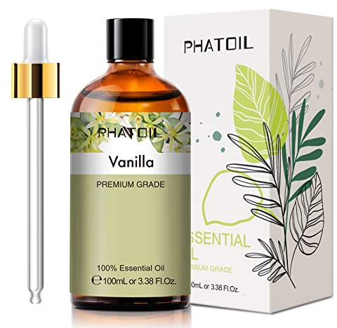 PHATOIL Huile Essentielle Vanille 100 ML, Huile Essentielle Pure Naturelle pour Diffuseur Humidificateur, Huile de Vanille pour Aromathérapie