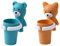 BEAUTYBIGBANG Zahnbürstenhalter 2 STK Kids Blue Cartoon Bear Zahnbürstenhalter mit Spülbecher Saugnapf Wandbehang Organizer für Badezimmer Zahnpasta Utensilien
