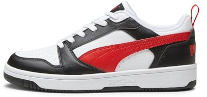 PUMA Mixte Rebound V6 Low Sneaker, White for All Time Red Black, 37 EU