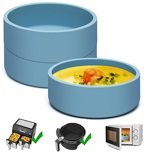 Dootafy Silicone Air Fryer Egg Pan 3 Pack, Reusable Sous Vide Egg Bite Maker Air Fryer Egg Mold Individual Microwave Egg Cooker Eggwich Egg Bites Molds for Oven Microwave - Blue