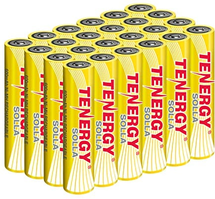 Tenergy Solla AAA Rechargeable NiMH Battery, 600mAh Solar Batteries for Outdoor Solar Lights, Patio Lights, Anti-Leak, Outdoor Durability, 5+ Years Performance, 24 Pack, UL Certified