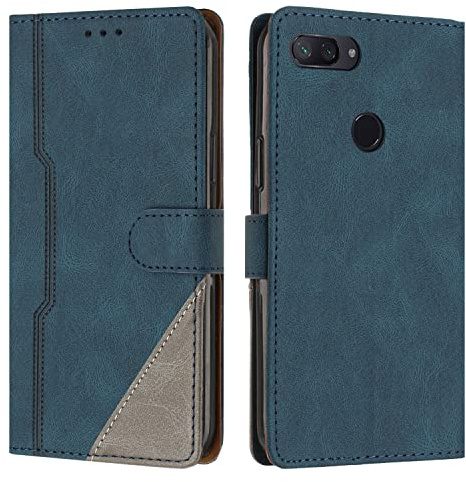 Radoo Cover per Xiaomi Mi 8 Lite, Custodia in PU Pelle Portafoglio Flip Chiusura Magnetica Antiurto Funzione Scomparti, con Slot Schede Supporto Pieghevole per Xiaomi Mi 8 Lite (Blu)