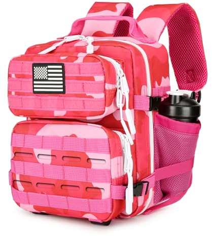 HongXingHai Taktischer Rucksack mit 9 l Fassungsvermögen, Turnrucksack, Wandern, Reiserucksack, Camping-Rucksack, Rosarot CP, Small, Tagesrucksäcke