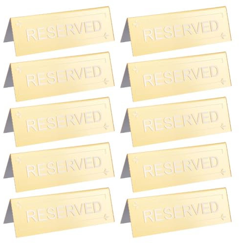OLYCRAFT - Panel de mesa reservado (15 x 5 x 4,5 cm, acrílico, para mesa reservada, panel de reserva de asiento doble cara, para boda, fiesta de cumpleaños, reunión, color dorado