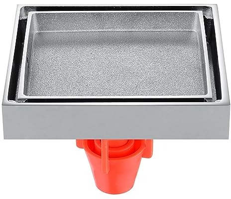 FUDGIO Flieseneinsatz-Rückflussverhinderer aus Messing, quadratisch, verschließt automatisch den Bodenablauf for den Einsatz in Duschbädern