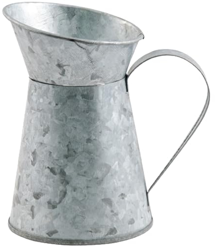 Deko Milchtopf Kanne mit Griff in Zink-Optik grau wasserdicht Vase Kerzenhalter Tisch-Deko Hochzeit Geburtstag Vintage Retro (Kanne)