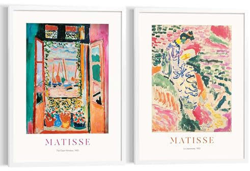 REINDERS Bilder Set, Matisse - Window Garden, Wohnzimmer, Poster, Wanddeko, Room Decor, MDF, Mehrfarbig, 2-er Set