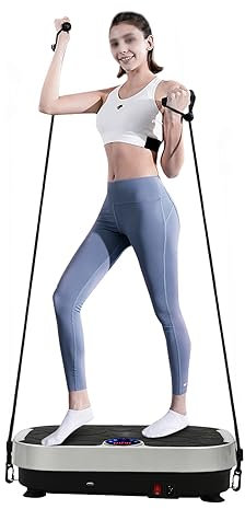 Vibrationsplattform Cardio-Training Vibra Pro Vibrationsplatte Gewichtsverlust Programme Slim Fitnessgerät Vibration Ganzkörpertraining effektives Training (Silber)