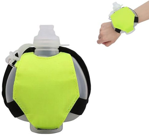 Bouteille D'eau de Sport,Portable Wrist Water Bottle,Leakproof Porté à la main Gourde de Sport 200ML avec bracelet réglable, pour Running Jogging Marathon Escalade Bouteille silicone Douceur (Vert)