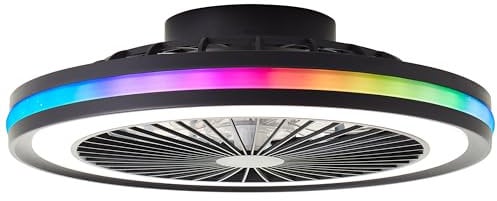 Brilliant LED-Deckenlampe mit Ventilator – 46, 5 cm, Schwarz, Metall & Kunststoff, Dimmbar, RGB & CCT-Farbsteuerung, mit Fernbedienung